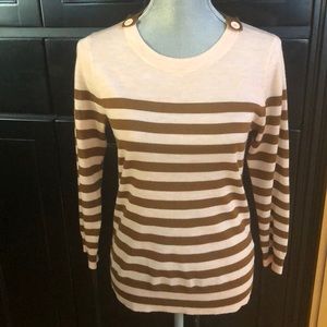 J. Crew merino sweater pale pink and chocolate. Sezane like sweater